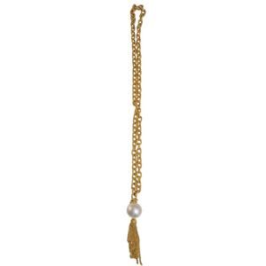 Vintage Tassel necklace brushed gold charm chunky.
